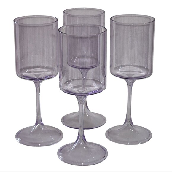 Rachel Zoe Purple Clear Wine Glass‎ 12oz Set of 4 - Picture 13 of 16